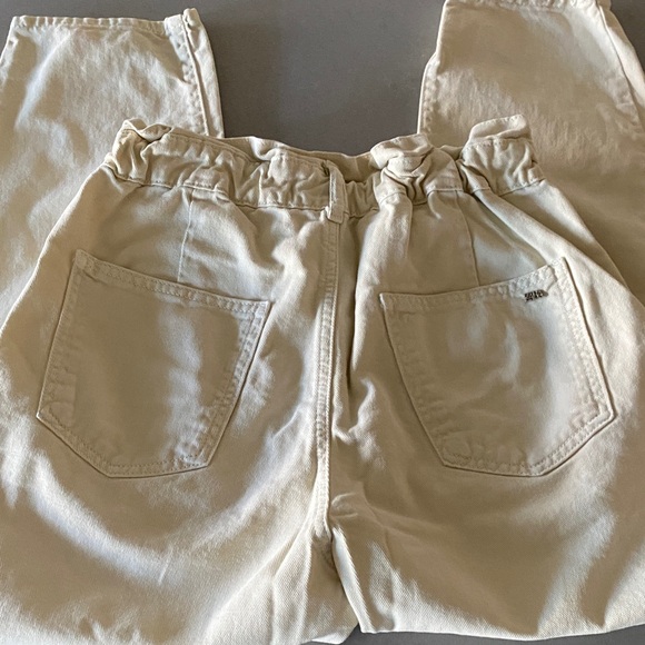 Zara High-Waisted Paper Bag Jeans Pants Like New 6 Ecru Mango - Picture 12 of 16